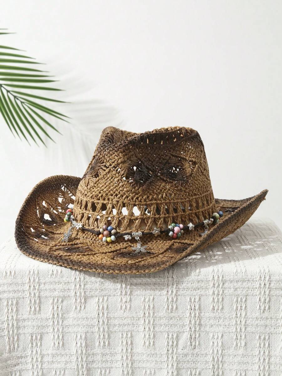 Cowboy Hat Straw - Hand Woven Straw Cowboy Hat With