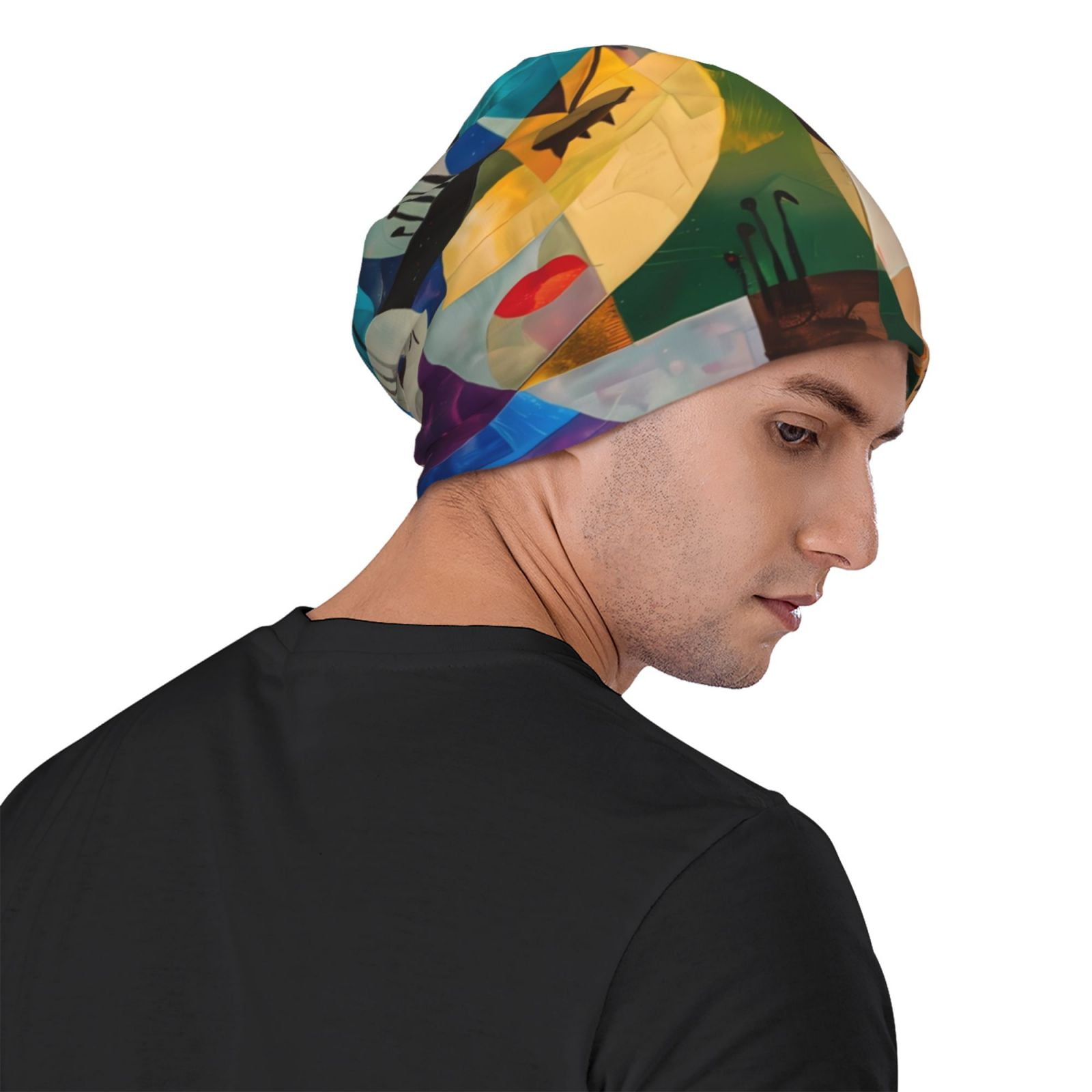 Abstract Musical Faces Printed - огляд і ціна Beanie Cuffed Knit