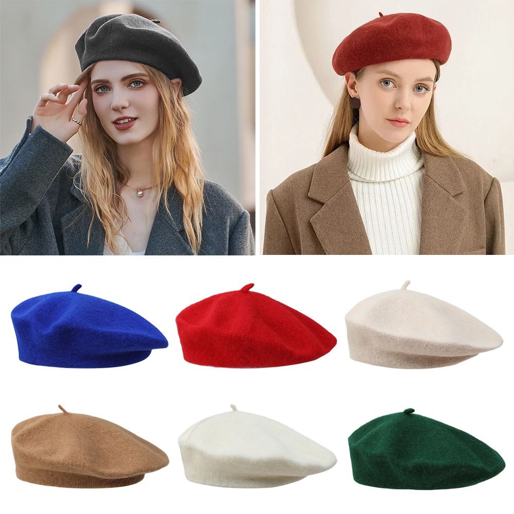 Solid Color Elegant Lady All M - огляд і ціна Beret French Wool