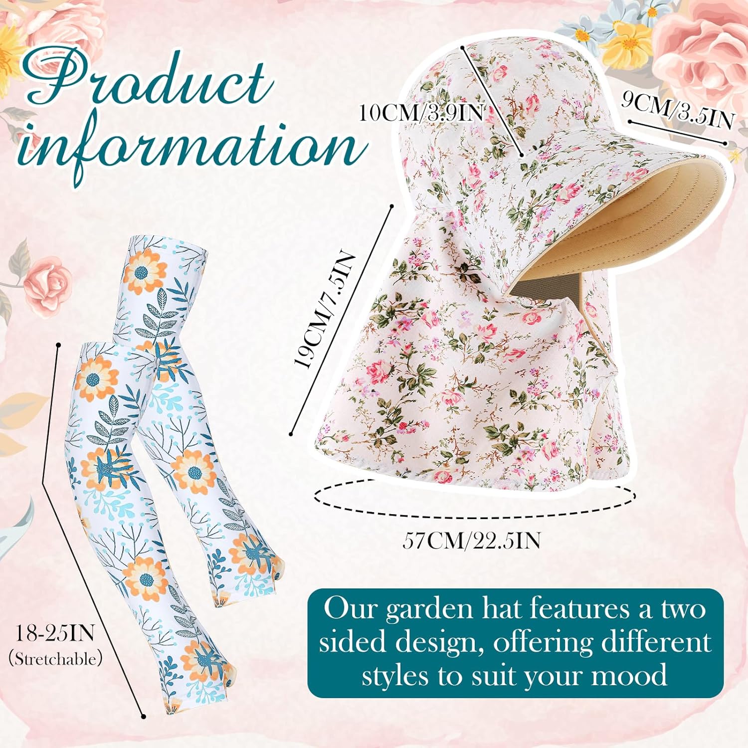 2 Pcs Floral Garden Hat for Wo - огляд і ціна Sun Hat Wide Brim