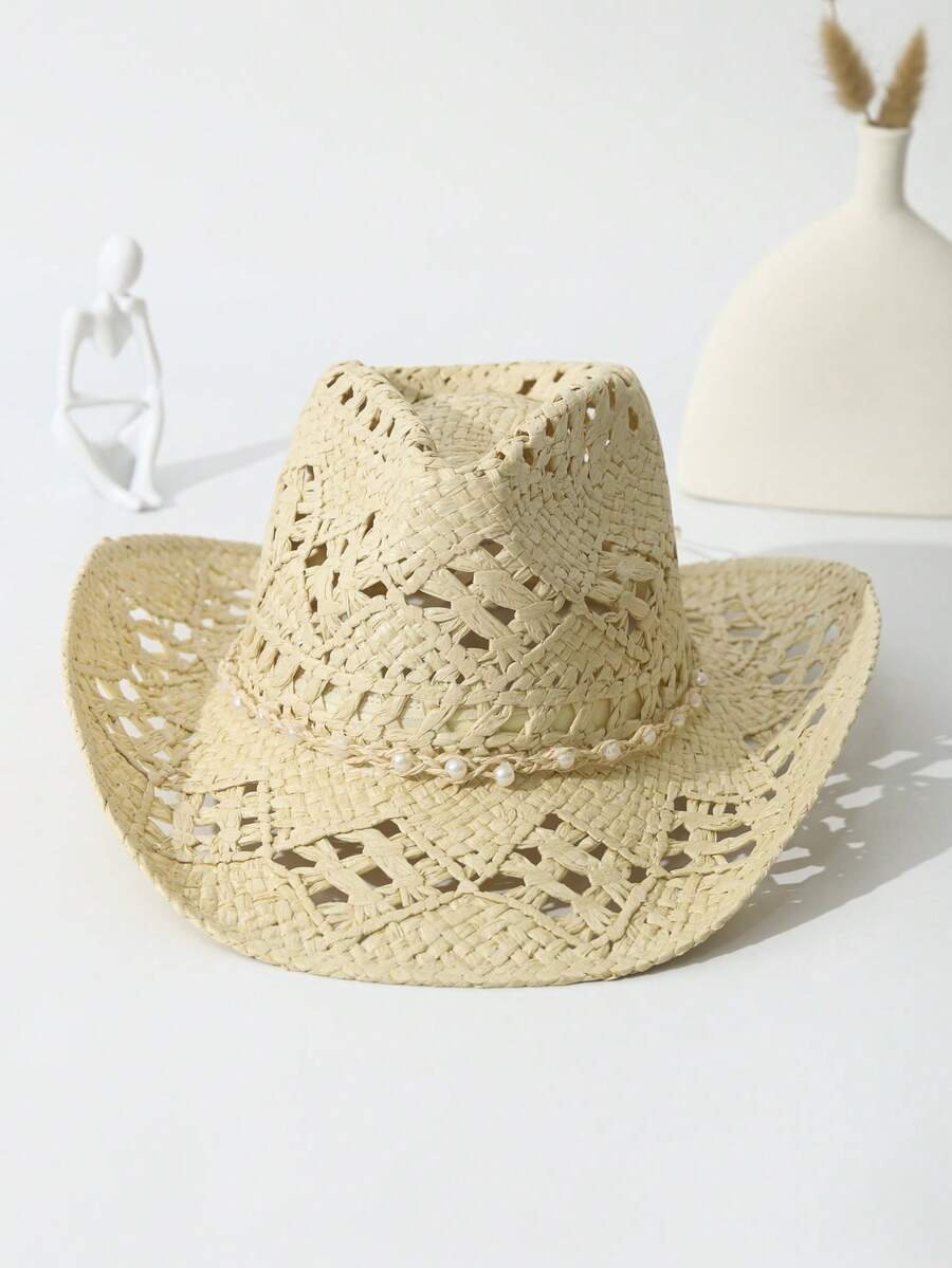 Unisex Straw Cowboy Hat With P - огляд і ціна Cowboy Hat Straw