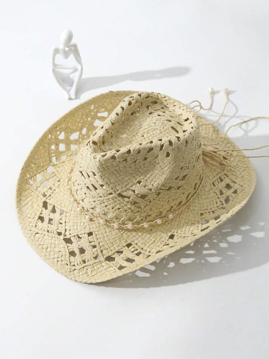 Unisex Straw Cowboy Hat With P - огляд і ціна Cowboy Hat Straw
